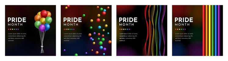pride month social media square banner design, bringing out the pride theme using creative pride rainbow colors and elements vector