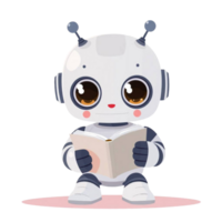 A cute robot reading a book png