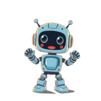 A cartoon robot with blue eyes and a smile png