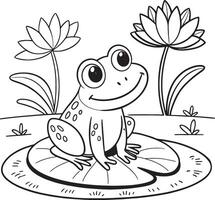 Frog coloring pages for kids vector