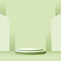 3D green podium background soft color vector