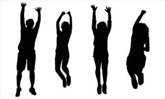 Silhouettes of many different jumping people vector