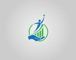Financial Growth and Success Concept with Hand, Chart, and Star Logo Design Modern Template. vector