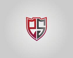 Letter PS Shield Abstract Logo Design Modern Template. vector