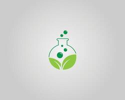 Eco-friendly Laboratory Flask Logo Design Modern Template. vector