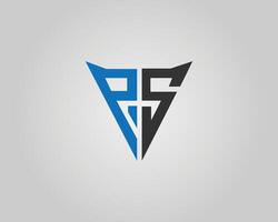 Abstract PS Triangle Letter Logo Design Minimalist Modern Template. vector
