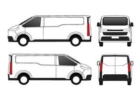 car line art draw blueprint wireframe. Different view isolated in white background. Eps 10 vector