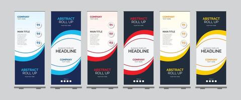 Professional corporate Abstract colorful roll up banner design template vector