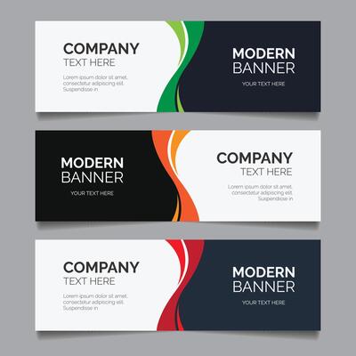Set of modern business banners with curvy shape
