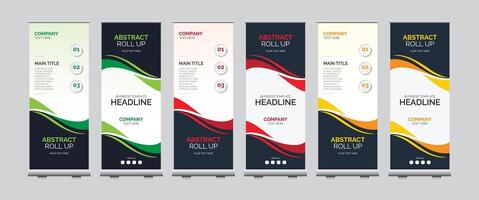 corporate Abstract colorful roll up banner design template vector