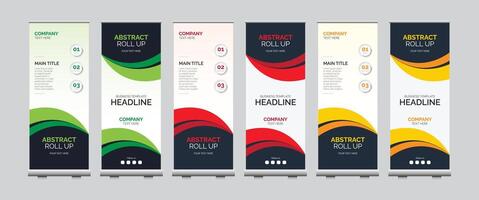Professional Abstract colorful roll up banner design template vector