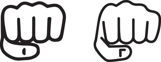 Fist Bump Gesture Hand Symbols Line Art Icon Set Outline Illustration vector