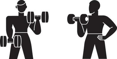Minimalist Illustration Of Man Working Out With Dumbbells Training And Exercise vector