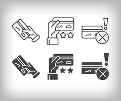 Credit card delivery, favorite card and unused credit card design. Simple linear and flat credit card icon set. vector