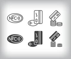 NPC, credit card NFC payment and credit card accumulation design. Simple linear and flat credit card icon set. vector