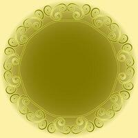 Golden round frame for inscription or photo on beige background vector