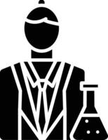 A black and white illustration of a man holding a flask vector