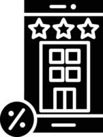 A black and white image of a phone with a star rating vector