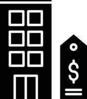 A black and white image of a building and a tag vector