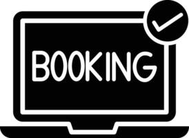 Booking icon with a laptop and a check mark vector