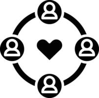 A circle with people around a heart vector