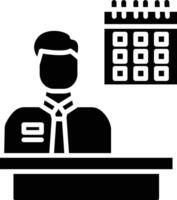 A black and white image of a man at a desk vector