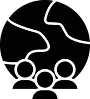 A black and white logo of people around a globe vector