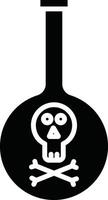A black and white skull and crossbones in a glass bottle vector