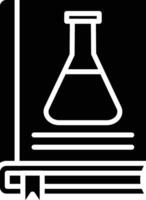 A black and white icon of a book and a flask vector