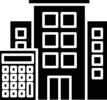 A black and white building with a calculator vector