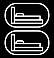 Two white lines on a black background show a bed and a chair vector