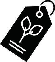 A black and white tag with a leaf on it vector
