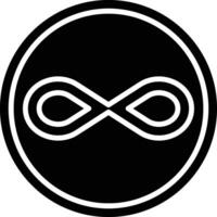 The infinity symbol is shown in a black and white circle vector