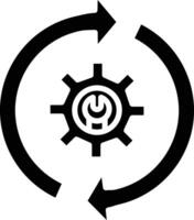 A black and white image of a gear and a circle vector