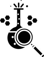 A black and white image of a laboratory with a magnifying glass vector