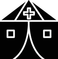 A black and white tent with cross on it vector