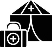 A tent and a bag with a cross on it vector