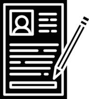 A black and white image of a resume and a pencil vector