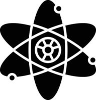 An atom symbol with a wheel in the middle vector