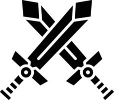 Two crossed swords with a black outline vector