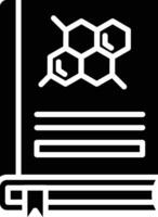 A black and white image of a book with a molecule on it vector