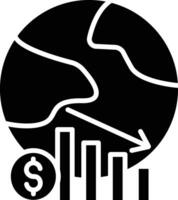 A black and white icon of a graph and dollar sign vector