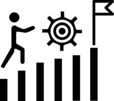 A man is climbing a bar chart with a flag vector