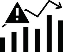 A graph with a warning sign and a bar chart vector