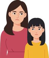 Two women displaying expressions of disappointment in a minimal flat design style illustration vector