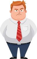 Frustrated businessman in formal attire with a red tie standing confidently, minimal style illustration vector