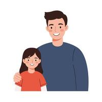 Happy father and daughter smiling together in a flat design style illustration showcasing joy and connection in a light-hearted atmosphere vector