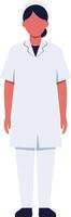 Professional healthcare worker in a white uniform standing confidently with a calm expression in a flat illustration vector
