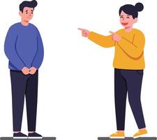Two characters interacting in a friendly conversation with expressive gestures in a minimal flat design art vector