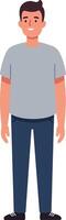 A cheerful young man standing confidently with a friendly smile in a minimal flat design style illustration vector